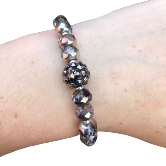 Silver Beaded stretch Bracelet - Picture 1 of 9